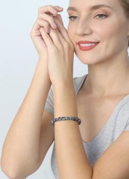 dark blue crystal silver night - Cubes - Konplott bracelet